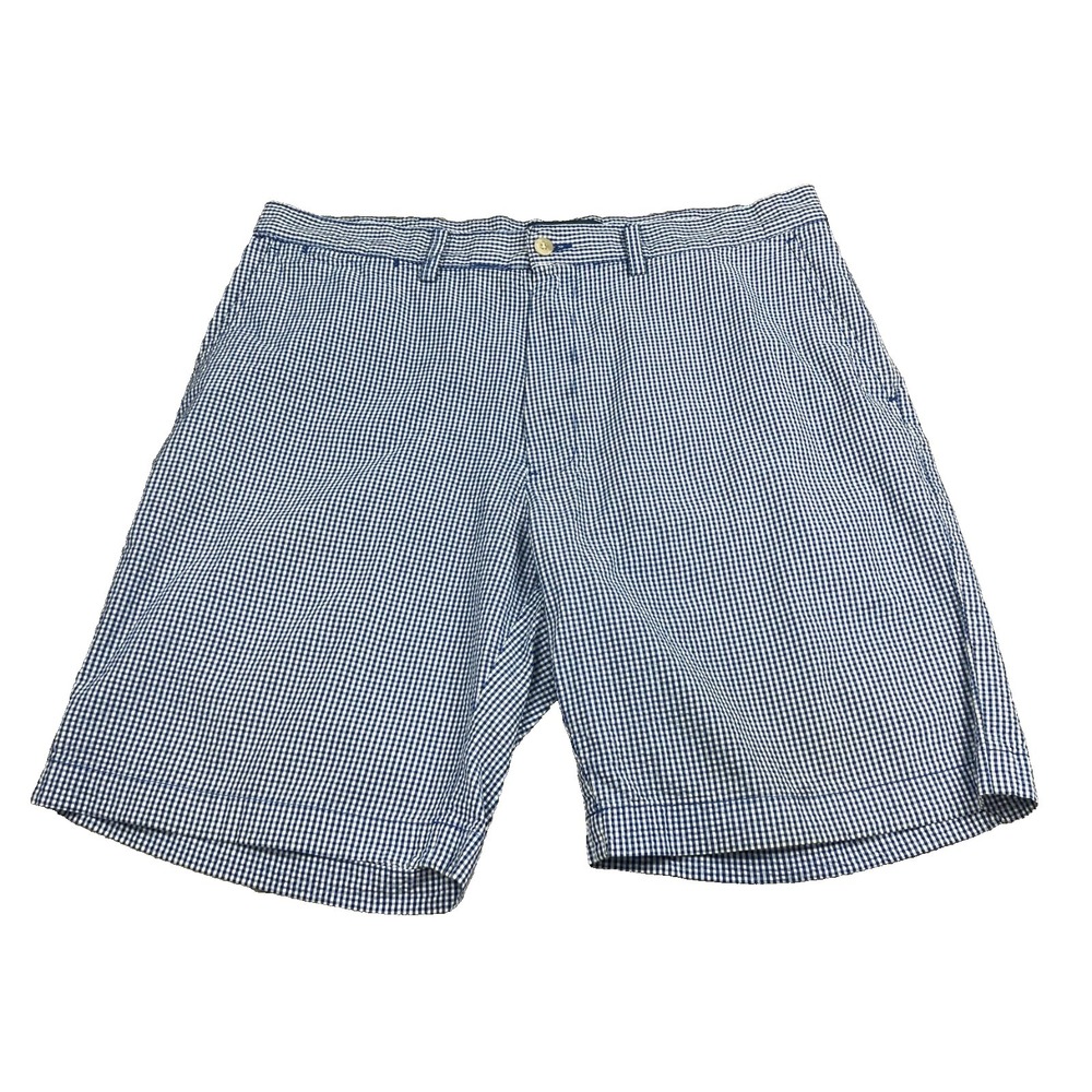 VTG Polo Ralph Lauren Shorts Prospect Seersucker Men 35 Blue Gingham Paid Golf - Picture 1 of 9